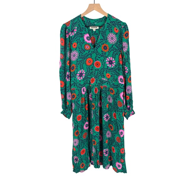 Boden Dresses & Skirts - Boden Floral Midi Dress Green US 20 Boho Colorful Garden Party Cottage Mod